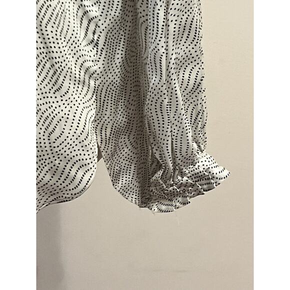 Massimo Dutti Blouse Button Up •Women 8/40• Top Swirls Dots Shirt Satin - Picture 8 of 13